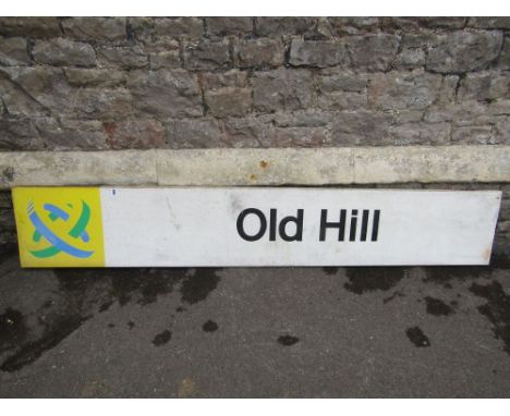 A vintage railway station sign 'Old Hill' (on the Birmingham/Stourbridge line), 35 cm x 210 cm