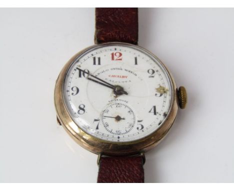 Cavalry of Calcutta Anglo Swiss lug military watch with enamel dial and inscribed 'Warranted B & B Royal 20 years USA', with 