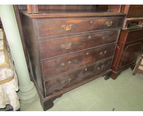 A Georgian mahogany chest with four long graduated drawers placed on bracket support. 115cm wide.