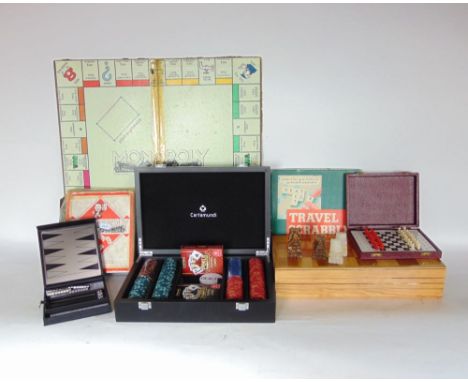 Vintage Monopoly games set including board together with other games including chess, poker, etc