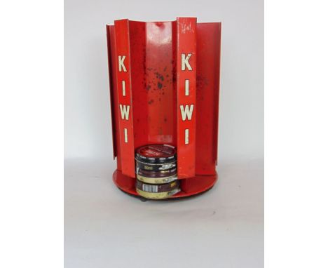 A Kiwi boot polish enamel revolving shop display stand.