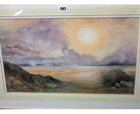 A 20th century watercolour of a lakeland scene at dawn, signed bottom right Rex Trayhorne and with label verso Wake Up Call b