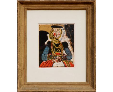 PABLO PICASSO, 'Portrait of a woman', 1962, linocut, after Lucas Cranach the Younger, 28cm x 23cm, framed and glazed.