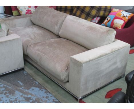 SOFA, with chenille upholstery, (similar to the previous lot), 241cm L. (with faults)