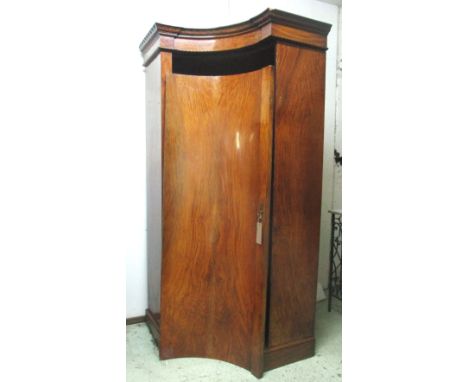 CORNER WARDROBE, Victorian pollard oak with concave door enclosing a shelf and hanging hooks, 227cm H x 145cm W x 103cm D. (w