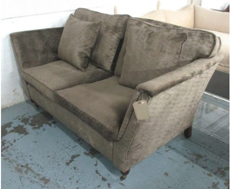 SOFA, two seater, in shimmering bronzed wave patterned upholstery, 177cm L x 100cm D x 85cm H.