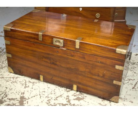 TRUNK, late 19th century style Chinese export camphorwood and brass bound with rising lid and carrying handles, 52cm x 52cm x