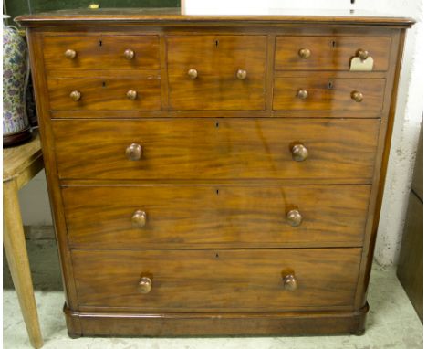 SCOTCH CHEST, Victorian figured mahogany with five short drawers above three long, 120cm x 120cm x 52cm D.
