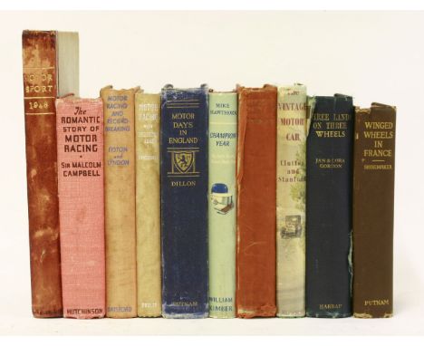 MOTORING AND MOTOR RACING:A collection of books, mostly first editions; 1902-1959,Condition varies  (qty)