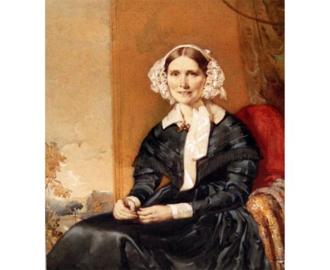 KENNETH MACLEAY, signed to old label verso, watercolour, Portrait of Helen Brodie,  9" x 7 1/2"