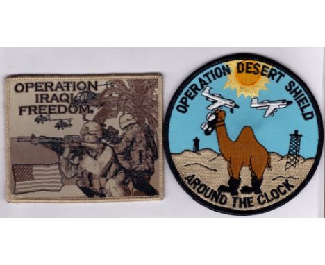 American Gulf War Patches (2) Operation Desert Shield 'Around the Clock' patch and an Operation Iraqi Freedom. Scarce America