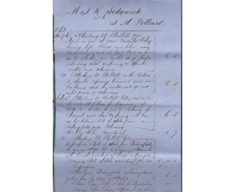 Suffolk Court of Bankruptcy 1866 declared under the Bankruptcy Act 1861, by J K Sidgewick and his creditors with statement an