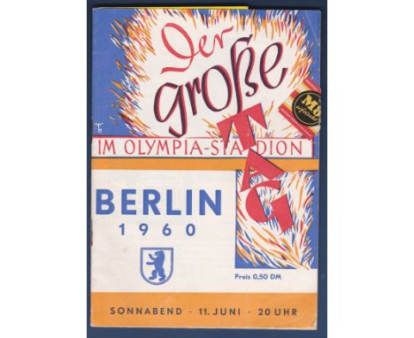 Der Grosse Tag (The great Day) in Olympia - Stadion Berlin 1960. With original inserts and stapled in ticket.