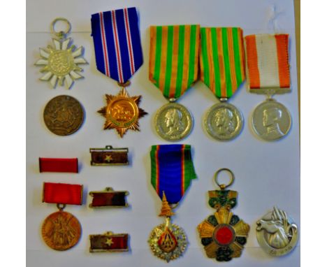 French and Asian Medals (11) including: 1883 - 1885 Tonkin medals (Army and Naval variants) Thailand Royalty commemorative me