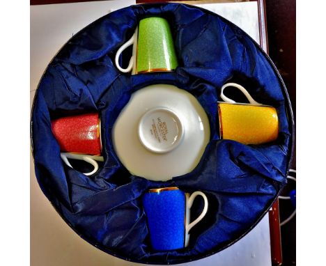 Royal Worcester Delightful 4 coffee cups and saucers in celebration of H.R.H. 80th Birthday dated 2006 in original box in pos