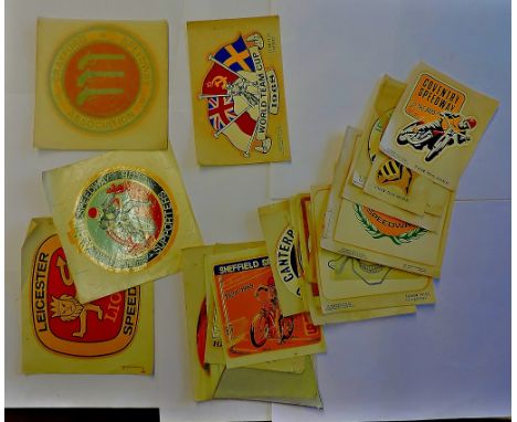 Speedway Club Stickers- a good 1960's collection, unused and clean includes Westham  Poole Pirates, Kings Lynn, Hackney, Donc