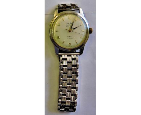 Watch (Baume) 25 Jewel Automatic Incabloc watch. Serial No. 1250. Nice movement. 1970's style. Good quality flexible strap.