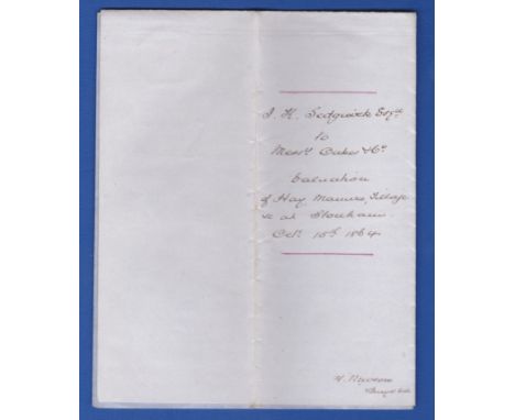 Suffolk Inventory and Valuation (sealed) 1864 of property of J K Siggewick to Messrs Oakes & Coblank acknowledgement of Distr