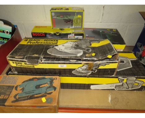 A QUANTITY OF BOSCH AND BLACK &amp; DECKER POWER TOOLS (6)