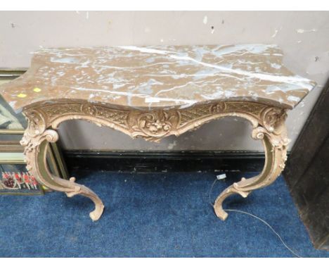 A CONTEMPORY MARBLE TOPPED CONSOLE TABLE WITH RESIN BASE W-97 CM