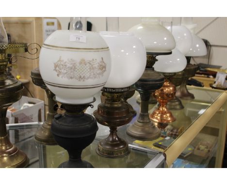 SIX ASSORTED VINTAGE OIL LAMPS