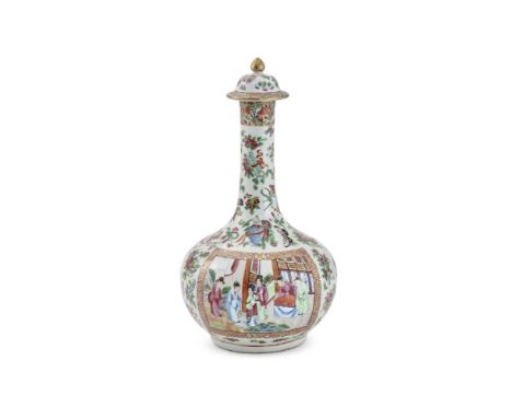A Cantonese Famille Rose vase and cover, Qing dynasty, circa 1880, 34cm high Provenance: From the Collection of a Lady and Ge