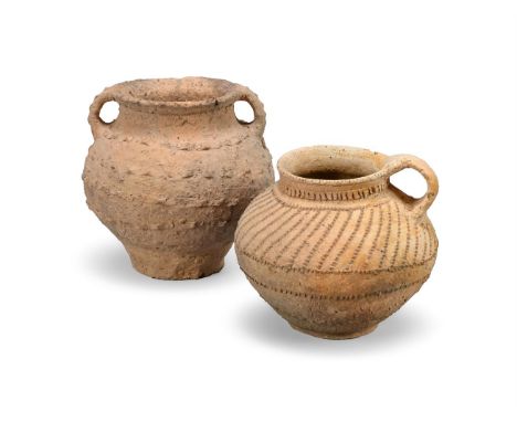 Two Chinese Neolithic pottery jars, approximately 14.5cm high (2)Provenance: From the Collection of a Lady and Gentleman in B