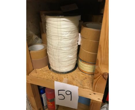 Shelf of tape and cord. 