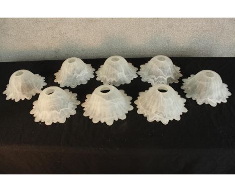 Eight early 20th century frosted glass light shades H.8 Dia.23cm. (each) 