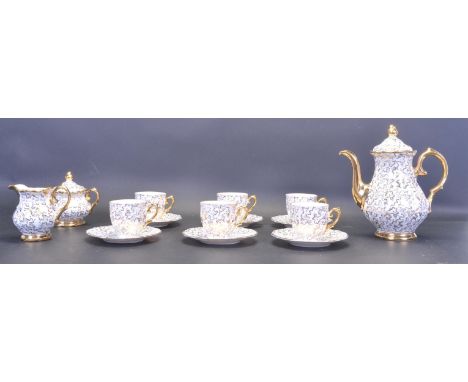 A vintage retro 20th century Bavarian China ceramic porcelain tea service comprising of a teapot, sugar bowl, creamer jug cup