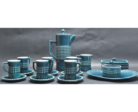 A vintage retro 1970’s six person ceramic porcelain tea service by Secla. The tea set comprising of a teapot, six cups, six s