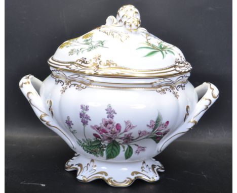 A large vintage 20th century Spode fine bone china soup tureen in the Stafford Flowers pattern - Weigela &amp; Lavender. Reg 