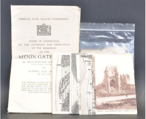 A collection of early 20th century World War I and later related ephemera comprising of a Imperial War Graves Commission memo