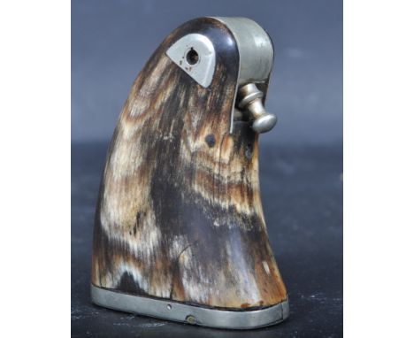 An early 19th century Victorian Scottish horn zoomorphic snuff mull box in the form of a penguin having moveable beak dispens
