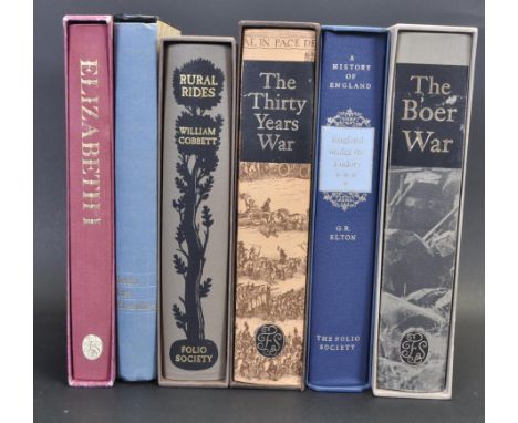 A collection of 7 vintage 20th century Folio books to include Elizabeth R, Scotts Last Expedition, Rural Rides by William Cor