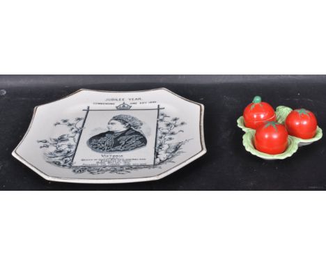 A 19th century Victorian Jubilee Queen Victoria ceramic Plate of octagonal form having gilt detailing to the rim with a centr