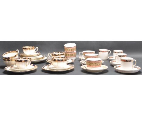 A late 19th century Victorian ceramic porcelain six person tea service comprising of six cups, six saucers, six side plates a