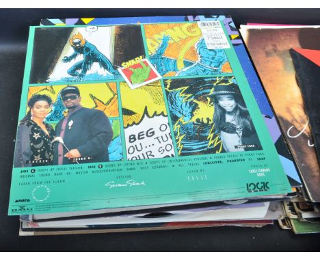 A large collection of vintage vinyl LP records comprising of De La Soul, Rebel MC, Inner City, Depeche Mode, Rufus &amp; Chak