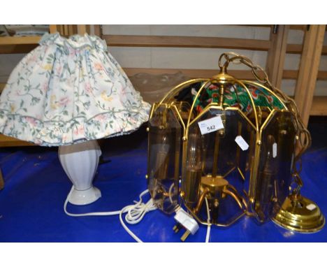Small table lamp and a brass lamp light fitting