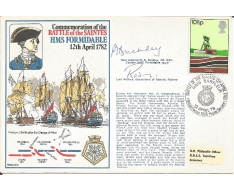 Rear Admiral R N Buckley and Lord Rodney, descendant of Admiral Rodney signed cover RNSC(2)11 commemorating the Battle of the