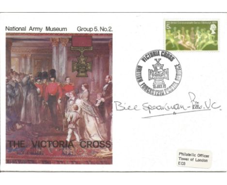 The Victoria Cross National Army Museum Group 5. No2 signed FDC date stamp 15th July 1970. Signed by Bill Speakman - Pitts. G