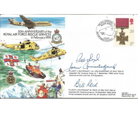 FDC celebrating 50th Anniversary of Royal Air Force Rescue Service dated 6th February 1991. Postmark 5. 2. 1991 and signed by