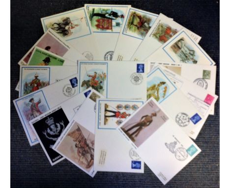Military FDC collection 17 commemorative covers featuring historic British Army regiments and uniforms. Good Condition. All a