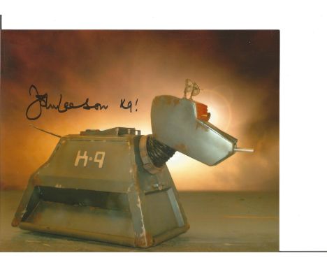 John Leeson signed 10x8 colour image of K9. K9, occasionally written K-9, is the name of several fictional robotic canines in