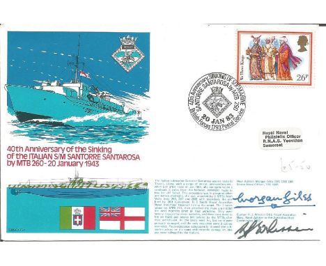 Rear Admiral Morgan Giles and Captain R J Whitten signed RNSC(3)21 cover commemorating the 40th Anniversary of the Sinking of