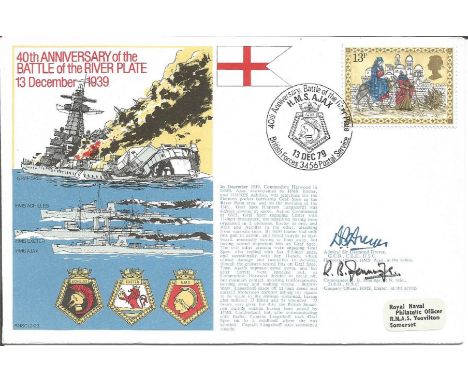 Admiral Sir Desmond Dreyer and Commander R B Jennings signed RNSC(2)23 cover commemorating the 40th Anniversary of the Battle