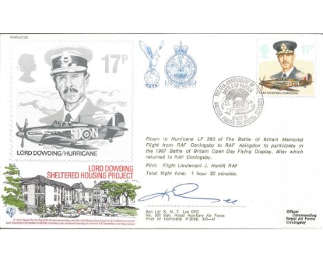 Lord Dowding / Hurricane Sheltered Housing Project signed FDC. Signed by Sqn Ldr K. N. T. Lee DFC. Flown in Hurricane LF 363 