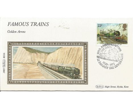 FDC for Famous Trains The Golden Arrow. Postmark 22nd January 1985. Good Condition. All autographs come with a Certificate of