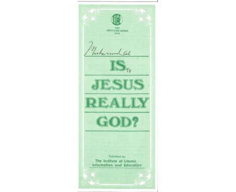 Muhammad Ali Signed Leaflet Is Jesus Really God? Good Condition. All autographs come with a Certificate of Authenticity. We c
