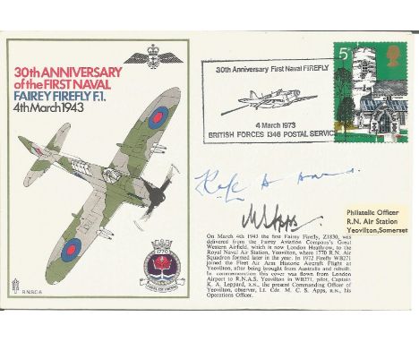 Captain K A Leppard and Lt Cdr M C S Apps signed RNSC6 cover commemorating the 30th Anniversary of the First Naval Fairey Fir